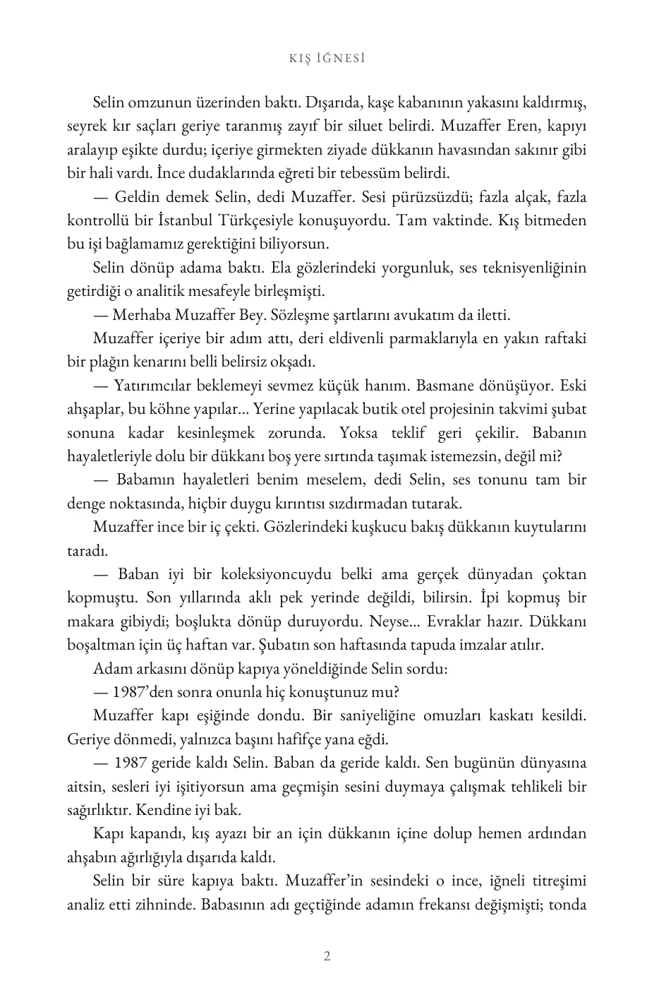 1. bölümün ikinci sayfası: sayfa başlığı ve sayfa numarasıyla