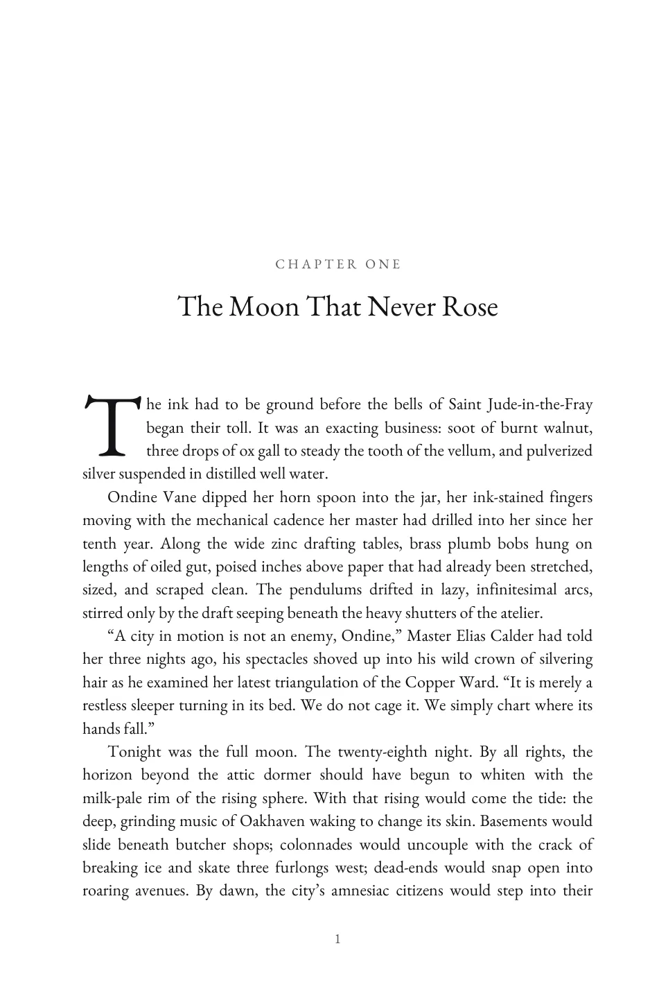 The first page of chapter 1, typeset with a drop cap and a centered chapter heading